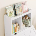 Meuble de rangement en bois CuisinSmart pour enfants, étagère à livres pour enfants avec couvercle à charnière et compartiment, pour salle de jeux, chambre d'enfant, crèche