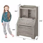 Meuble de rangement en bois CuisinSmart pour enfants, étagère à livres pour enfants avec couvercle à charnière et compartiment, pour salle de jeux, chambre d'enfant, crèche