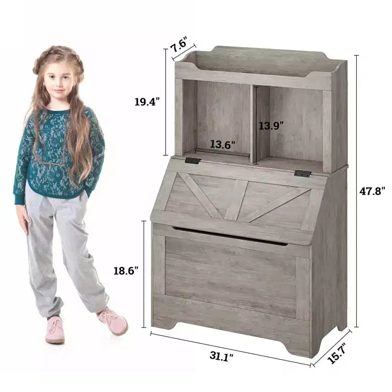 Meuble de rangement en bois CuisinSmart pour enfants, étagère à livres pour enfants avec couvercle à charnière et compartiment, pour salle de jeux, chambre d'enfant, crèche