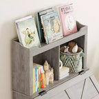 Meuble de rangement en bois CuisinSmart pour enfants, étagère à livres pour enfants avec couvercle à charnière et compartiment, pour salle de jeux, chambre d'enfant, crèche