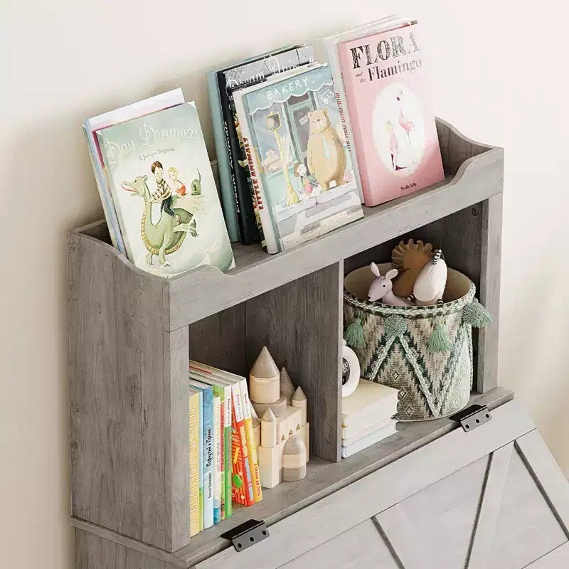 Meuble de rangement en bois CuisinSmart pour enfants, étagère à livres pour enfants avec couvercle à charnière et compartiment, pour salle de jeux, chambre d'enfant, crèche