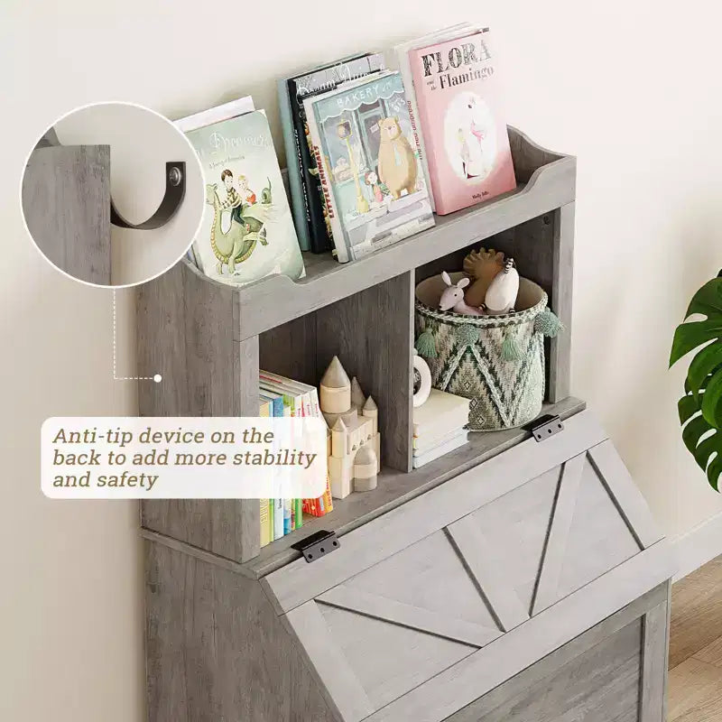 Meuble de rangement en bois CuisinSmart pour enfants, étagère à livres pour enfants avec couvercle à charnière et compartiment, pour salle de jeux, chambre d'enfant, crèche