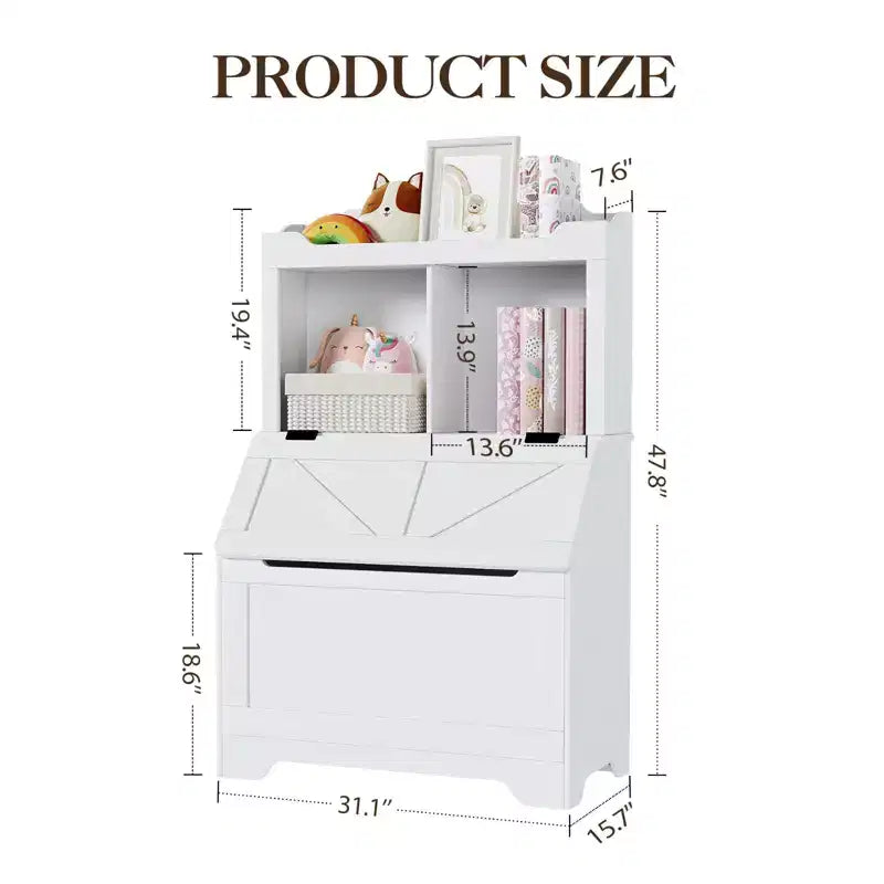 Meuble de rangement en bois CuisinSmart pour enfants, étagère à livres pour enfants avec couvercle à charnière et compartiment, pour salle de jeux, chambre d'enfant, crèche