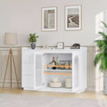 48 Buffet, Modern Storage Cabinet with 3 Drawers, Illuminated Sideboard with Glass Doors, Kitchen, Dining Room Coffee Bar, White