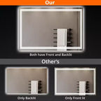 Miroir de salle de bain, miroir de courtoisie anti-buée avec lumières à intensité variable
