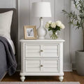Royal Hampton Nightstand, 2 Drawers, Classic Antique White Solid Wood, 28 Inch