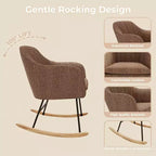 Fauteuil à bascule planeur rembourré avec dossier, bascule élégant avec siège rembourré, pieds en bois de caoutchouc, fauteuil d'appoint élégant pour bureau à domicile