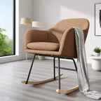 Fauteuil à bascule planeur rembourré avec dossier, bascule élégant avec siège rembourré, pieds en bois de caoutchouc, fauteuil d'appoint élégant pour bureau à domicile