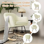 Fauteuil à bascule planeur rembourré avec dossier, bascule élégant avec siège rembourré, pieds en bois de caoutchouc, fauteuil d'appoint élégant pour bureau à domicile