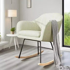 Fauteuil à bascule planeur rembourré avec dossier, bascule élégant avec siège rembourré, pieds en bois de caoutchouc, fauteuil d'appoint élégant pour bureau à domicile
