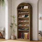 Meuble à Chaussures Haut Lantine à 8 Niveaux, Grand Organisateur de Chaussures, Étagère à Chaussures Autonome en Bois pour Placard et Entrée