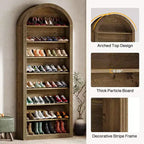 Meuble à Chaussures Haut Lantine à 8 Niveaux, Grand Organisateur de Chaussures, Étagère à Chaussures Autonome en Bois pour Placard et Entrée