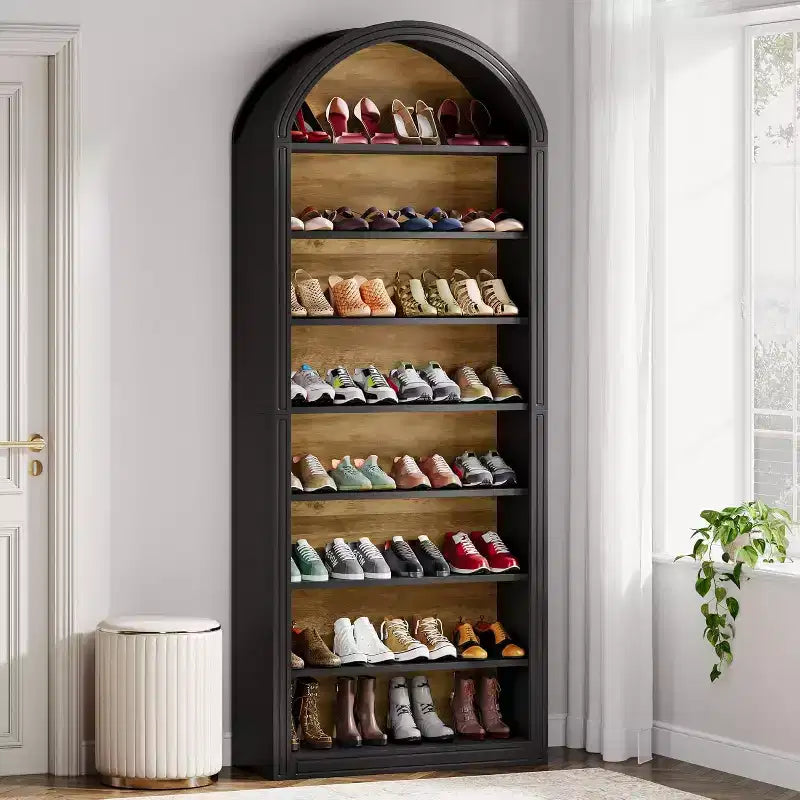 Meuble à Chaussures Haut Lantine à 8 Niveaux, Grand Organisateur de Chaussures, Étagère à Chaussures Autonome en Bois pour Placard et Entrée