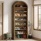 Meuble à Chaussures Haut Lantine à 8 Niveaux, Grand Organisateur de Chaussures, Étagère à Chaussures Autonome en Bois pour Placard et Entrée