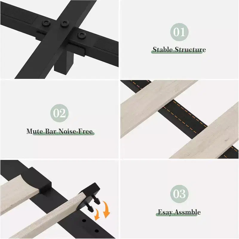 Acekool Lot de 2 sommiers plateforme rembourrés avec tiroirs de rangement et tête de lit de chargement