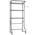 VEVOR Over Washer and Dryer Storage Shelf, 3 Tiers Laundry Room Drying Rack with Hanger Rod and Hooks, Single Row Washer Shelves Space Saver, Black