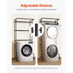 VEVOR Over Washer and Dryer Storage Shelf, 3 Tiers Laundry Room Drying Rack with Hanger Rod and Hooks, Single Row Washer Shelves Space Saver, Black
