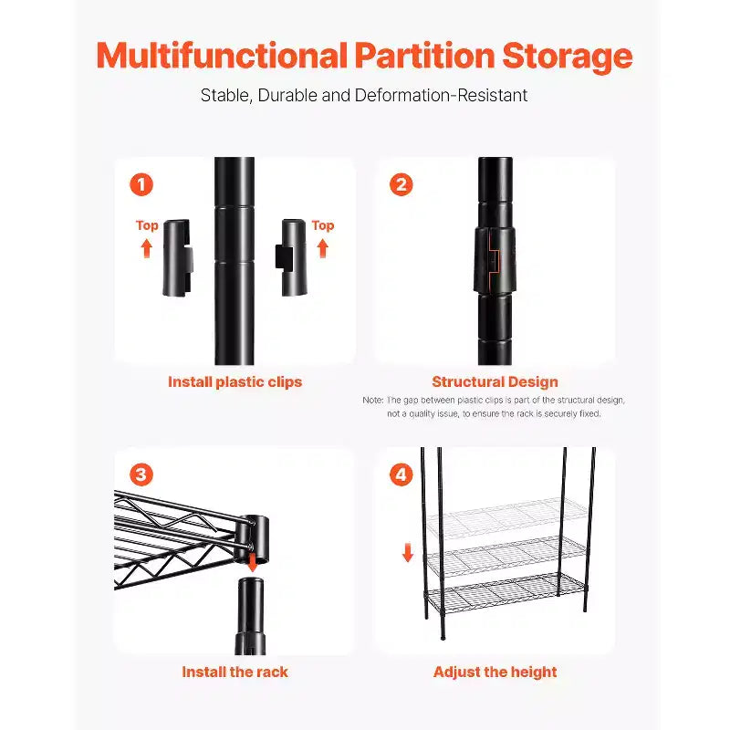 VEVOR Over Washer and Dryer Storage Shelf, 3 Tiers Laundry Room Drying Rack with Hanger Rod and Hooks, Single Row Washer Shelves Space Saver, Black