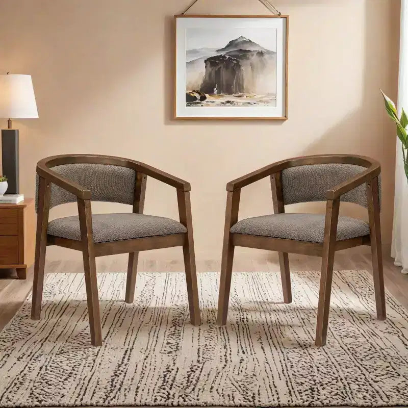 Chaises de salle à manger Christopher Knight Home Emilia Mid-Century Modern en tissu bouclé avec accoudoirs en U (Lot de 2)
