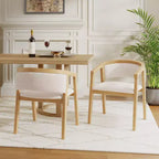 Chaises de salle à manger Christopher Knight Home Emilia Mid-Century Modern en tissu bouclé avec accoudoirs en U (Lot de 2)