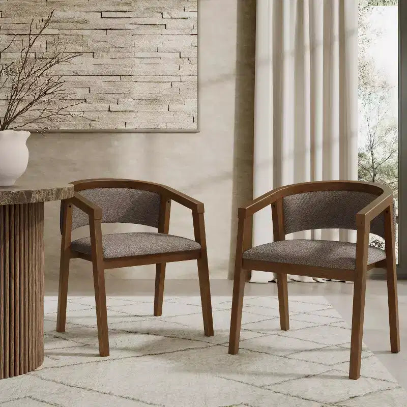 Chaises de salle à manger Christopher Knight Home Emilia Mid-Century Modern en tissu bouclé avec accoudoirs en U (Lot de 2)
