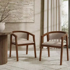 Chaises de salle à manger Christopher Knight Home Emilia Mid-Century Modern en tissu bouclé avec accoudoirs en U (Lot de 2)
