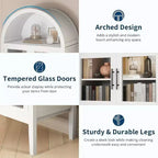GustoWave 70 Armoire de Cuisine Haute Cintrée avec LED, Bibliothèque Cintrée en Bois avec Portes Vitrées et Étagères Réglables, Blanc Élégant