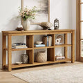 Lantine 63-Inch Solid Wood Console Table, 3-Tier Farmhouse Sofa Table Entryway Table with 6 Storage Cubes for Living Room, Hallway