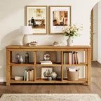 Console en bois massif Lantine de 63 pouces, table de canapé de ferme à 3 niveaux avec 6 cubes de rangement pour salon, couloir
