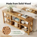 Console en bois massif Lantine de 63 pouces, table de canapé de ferme à 3 niveaux avec 6 cubes de rangement pour salon, couloir