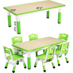 Ensemble bureau et chaise pour enfants, bureau réglable en hauteur, 6 places, convient aux enfants de 2 à 10 ans, avec plateau de dessin et pieds antidérapants