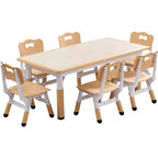 Ensemble bureau et chaise pour enfants, bureau réglable en hauteur, 6 places, convient aux enfants de 2 à 10 ans, avec plateau de dessin et pieds antidérapants
