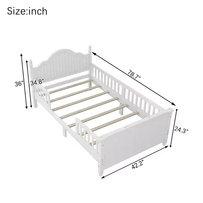GDFStudio Theodore Contemporary Kids Platform Bed with Headboard and Footboard and Safety Guardrails