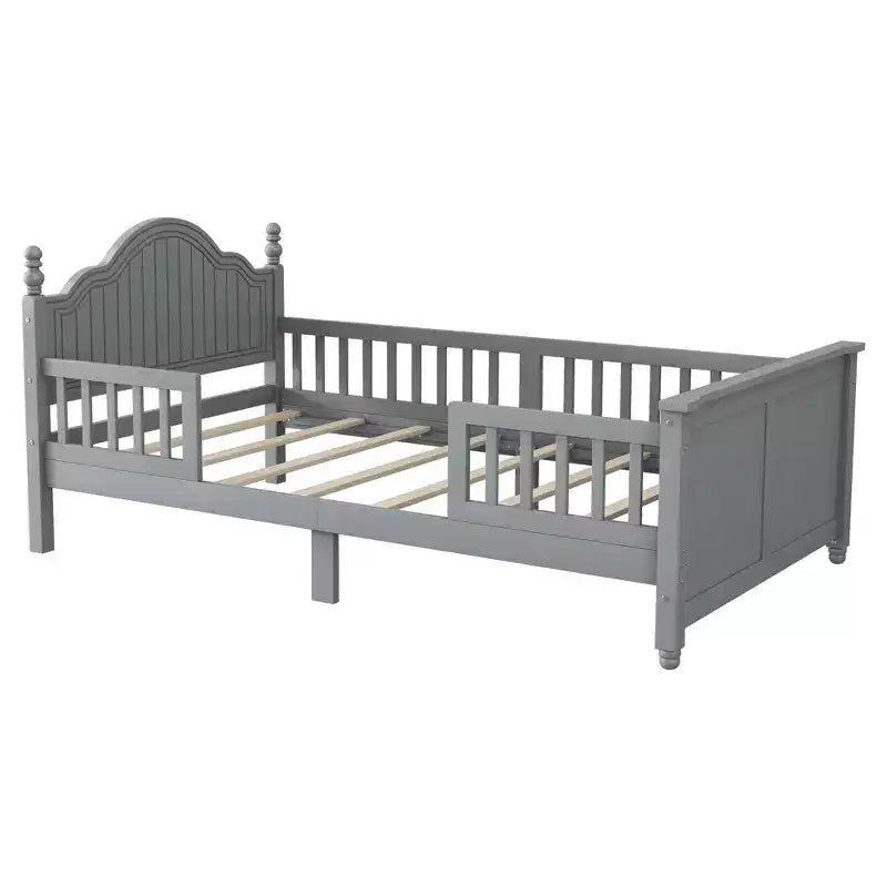 GDFStudio Theodore Contemporary Kids Platform Bed with Headboard and Footboard and Safety Guardrails