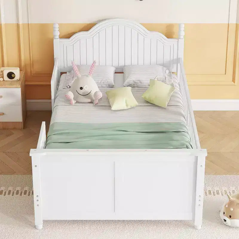 GDFStudio Theodore Contemporary Kids Platform Bed with Headboard and Footboard and Safety Guardrails