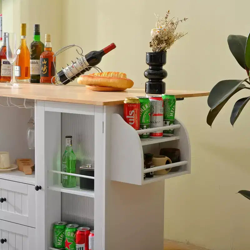 Îlot de cuisine mobile portable avec rangement, chariot d'îlot de cuisine roulant en bois de 50 W avec abattant, roulettes verrouillables, tiroirs, porte-épices et porte-serviettes