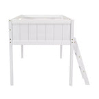 Okak Lit mezzanine enfant double/grand format 79,5 pouces avec échelle amovible, cadres de lit avec garde-corps de sécurité, lit mezzanine pour chambre d'enfant, salle de jeux