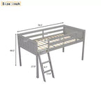 Okak Lit mezzanine enfant double/grand format 79,5 pouces avec échelle amovible, cadres de lit avec garde-corps de sécurité, lit mezzanine pour chambre d'enfant, salle de jeux