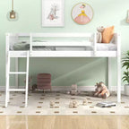 Okak 79.5IN Twin/Full Size Kids Loft Bed with Removeable Ladder, Bed Frames with Safety Guardrails, Loft Bed for Kids Room, Play Room