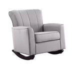 Royal Hampton 34 Inch Rocking Chair, Wood Frame, Vertical Channel Tufted Gray Linen