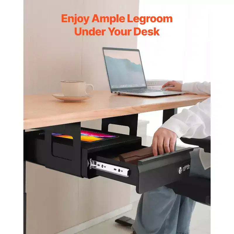 VEVOR Tiroir coulissant sous bureau de 33 cm de large, Fixation de tiroir coulissant sous bureau, Organisateur de rangement de bureau caché, 35,6 x 33 x 17,8 cm, Noir
