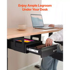 VEVOR Tiroir coulissant sous bureau de 33 cm de large, Fixation de tiroir coulissant sous bureau, Organisateur de rangement de bureau caché, 35,6 x 33 x 17,8 cm, Noir