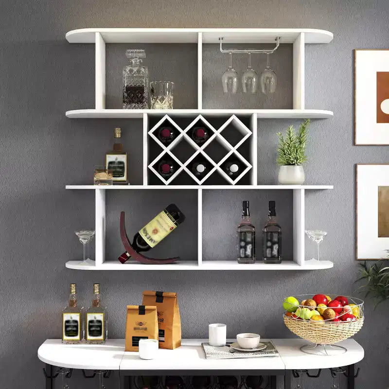 Étagère à vin murale CuisinSmart, étagère de bar suspendue à 3 niveaux grande capacité, porte-verres à vin, étagère de présentation pour bouteilles de vin, pour la décoration de la cuisine ou de la salle à manger