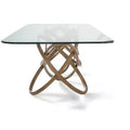 HomeRoots 94 Clear And Natural Glass And Solid Wood Pedestal Base Dining Table