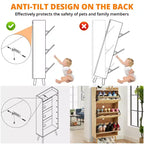 Oak 3-Tier Shoe Cabinet C Narrow Flip-Drawer Rattan Organizer for Entryway/Hallway (3 Drawers, Space-Saving Design)