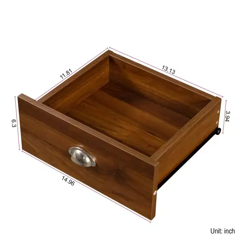 Bureau de télétravail Okak 59.06IN avec étagère, bureau debout avec 3 tiroirs et 1 porte d'armoire, bureau d'ordinateur pour étude, salle de lecture, noyer