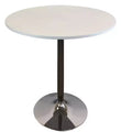 HomeRoots 36 White and Silver Wood and Metal Pedestal Base Round Top Dining Table