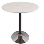 HomeRoots 36 White and Silver Wood and Metal Pedestal Base Round Top Dining Table