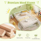 Costway Queen Size Floor Bed with Full Length Safety Guardrails & Door for Boys, Girls Pink/Gray/Natural/Icy Aqua/White/Mint Sky