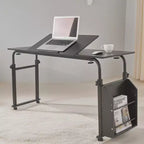 Adjustable Overbed Table with Wheels - Tiltable Laptop Desk for Home/Hospital/Office (24-35 Height, 350Lbs Capacity, 1-Pack)